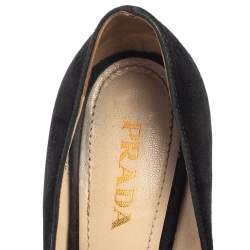 Pre Owned Prada Black Suede Peep Toe Pumps Size 35