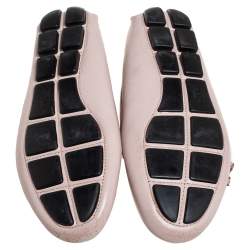 Prada Beige Leather Bow Slip On Loafers Size 38