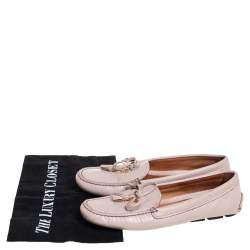 Prada Beige Leather Bow Slip On Loafers Size 38