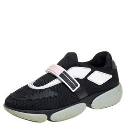 Prada Black Mesh And Patent Leather Low Top Sneakers Size 44 Prada