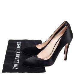 Pre Owned Prada Black Satin Pumps Size 36