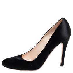 Pre Owned Prada Black Satin Pumps Size 36