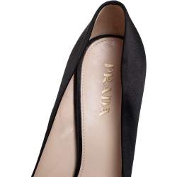 Pre Owned Prada Black Satin Pumps Size 36
