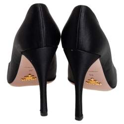 Pre Owned Prada Black Satin Pumps Size 36