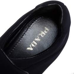 Pre Owned Prada Black Nylon Crystal Embellished Slip On Sneakers Size 37.5