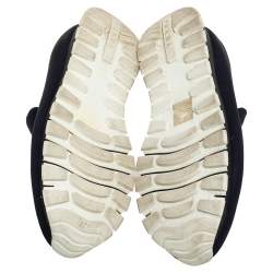 Pre Owned Prada Black Nylon Crystal Embellished Slip On Sneakers Size 37.5