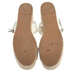 Prada White Leather Espadrille Platform Sandals Size 38