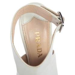 Prada White Leather Peep Toe Sandals Size 38