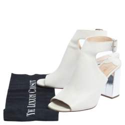 Prada White Leather Peep Toe Sandals Size 38