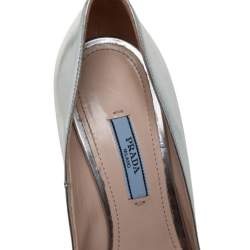 Pre Owned Prada Metallic Silver Leather Pumps Size 37