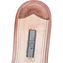 Pre Owned Prada Beige Patent Saffiano Leather Flat Slides Size 40