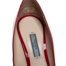 Pre Owned Prada Red Patent Leather Platform Pumps Size 39