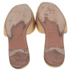 Pre Owned Prada Gold Saffiano Leather Flat Slides Size 38