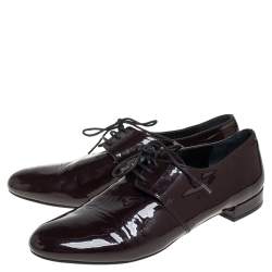 Prada Burgundy Patent Leather Oxfords Size 38.5
