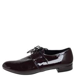 Prada Burgundy Patent Leather Oxfords Size 38.5