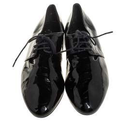 Pre Owned Prada Black Patent Leather Lace Up Oxford Size 38