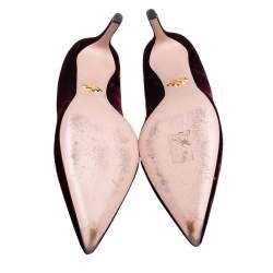 Pre Owned Prada Burgundy Velvet Pointed Toe Pumps Size 38