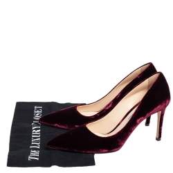 Pre Owned Prada Burgundy Velvet Pointed Toe Pumps Size 38