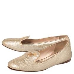 Prada Gold Glitter Smoking Slippers Size 37