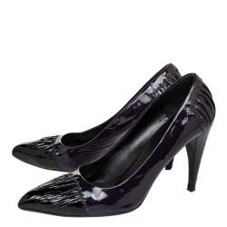 Prada Black/Purple Patent Leather Pointed Toe Pumps Size 39.5