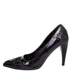 Prada Black/Purple Patent Leather Pointed Toe Pumps Size 39.5