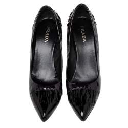 Prada Black/Purple Patent Leather Pointed Toe Pumps Size 39.5