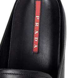 Pre Owned Prada Black Leather Slip on Loafers Size 44.5
