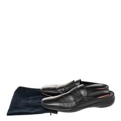 Pre Owned Prada Black Leather Slip on Loafers Size 44.5
