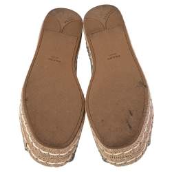 Pre Owned Prada Pastel Blue Patent Leather Platform Espadrille Flats Size 37