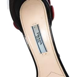 Pre Owned Prada Multicolor Floral Appliqué Patent Leather Ankle Strap Sandals Size 38