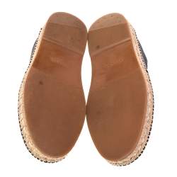 Prada Black Leather Espadrille Flats Size 38.5