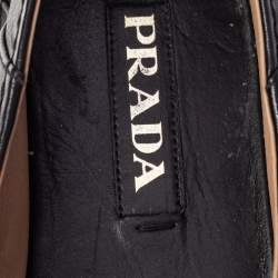 Prada Black Leather Espadrille Flats Size 38.5