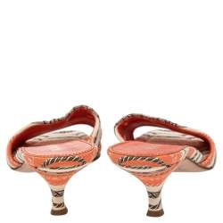 Pre Owned Prada Multicolor Fabric Open Toe Slide Sandals Size 38.5