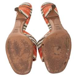 Pre Owned Prada Multicolor Fabric Open Toe Slide Sandals Size 38.5