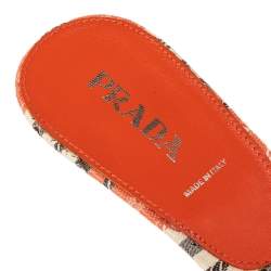 Pre Owned Prada Multicolor Fabric Open Toe Slide Sandals Size 38.5