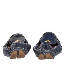 Pre Owned Prada Blue Leather Scrunch Slip On Loafers Size 39.5