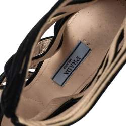 Pre Owned Prada Black Suede Cutout Gladiator Sandals Size 39