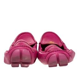 Pre Owned Prada Pink Leather Scrunch Slip On Loafers Size 40