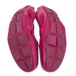 Pre Owned Prada Pink Leather Scrunch Slip On Loafers Size 40