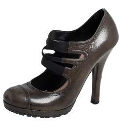 مملوكة مسبقًا Prada Pickle Green Shine Leather Triple Strap Booties Size 39 