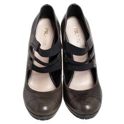 مملوكة مسبقًا Prada Pickle Green Shine Leather Triple Strap Booties Size 39 