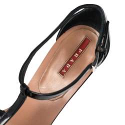 Pre Owned Prada Black Patent Leather Strappy Sandals Size 41