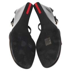 Pre Owned Prada Black Patent Leather Strappy Sandals Size 41