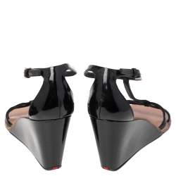 Pre Owned Prada Black Patent Leather Strappy Sandals Size 41