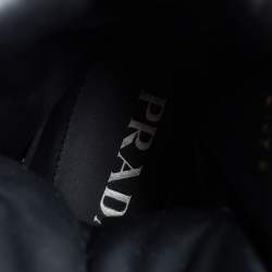 Pre Owned Prada Black Leather and Nylon Monolith Ankle Boots Size FR 39.5