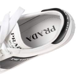 Pre Owned Prada White/Black Leather Low Top Sneakers Size 38