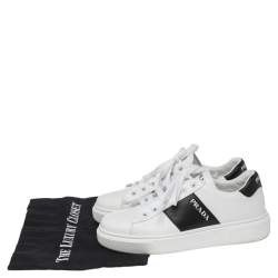 Pre Owned Prada White/Black Leather Low Top Sneakers Size 38