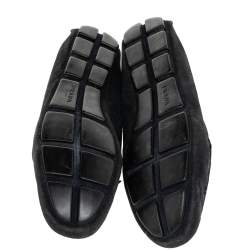 Pre Owned Prada Black Suede Bow Loafers Size 37