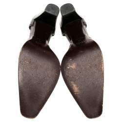 Pre Owned  Prada Brown Leather D'orsay Ankle Strap Pumps Size 38