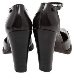 Pre Owned  Prada Brown Leather D'orsay Ankle Strap Pumps Size 38